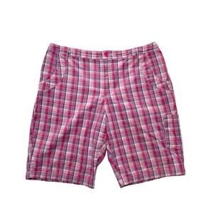 Basic Editions, Size Large, Pink Plaid Bermuda Shorts